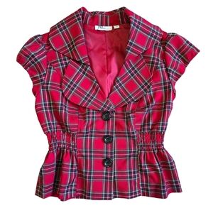 Red Plaid Button Up Blouse